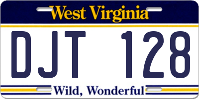 WV license plate DJT128
