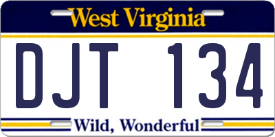WV license plate DJT134