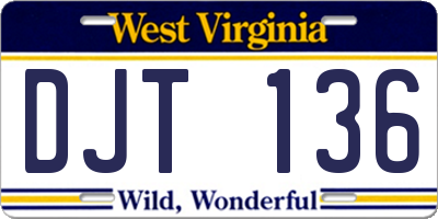 WV license plate DJT136