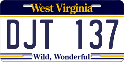 WV license plate DJT137