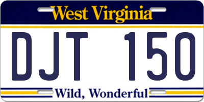 WV license plate DJT150