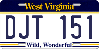 WV license plate DJT151