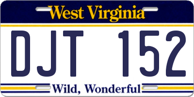 WV license plate DJT152