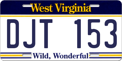 WV license plate DJT153