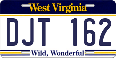 WV license plate DJT162