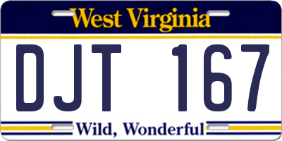 WV license plate DJT167