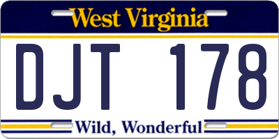 WV license plate DJT178