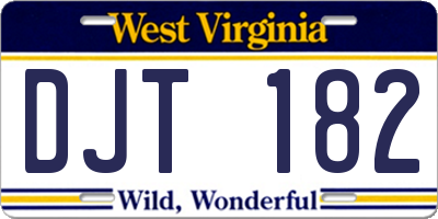 WV license plate DJT182