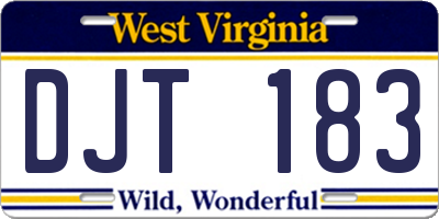 WV license plate DJT183