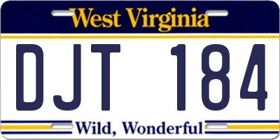 WV license plate DJT184