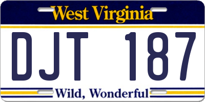 WV license plate DJT187