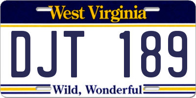 WV license plate DJT189