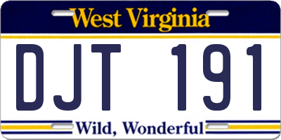WV license plate DJT191