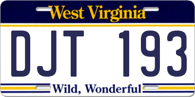 WV license plate DJT193