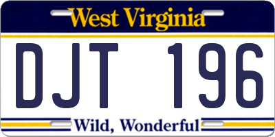 WV license plate DJT196