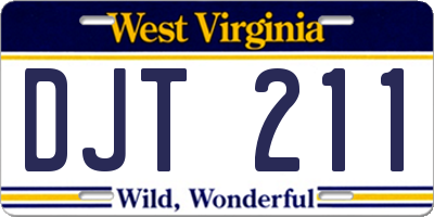WV license plate DJT211