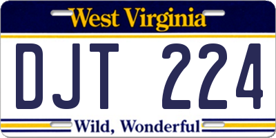 WV license plate DJT224