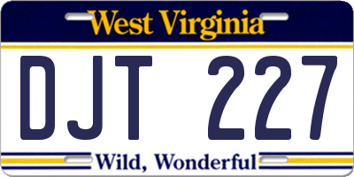 WV license plate DJT227