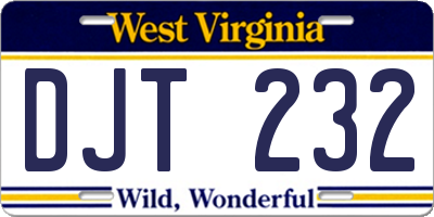 WV license plate DJT232