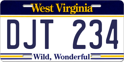 WV license plate DJT234