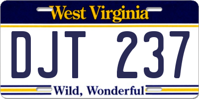 WV license plate DJT237