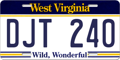 WV license plate DJT240