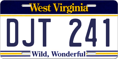 WV license plate DJT241