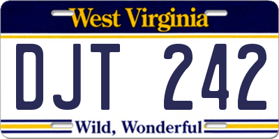 WV license plate DJT242