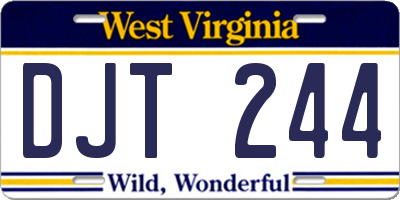 WV license plate DJT244