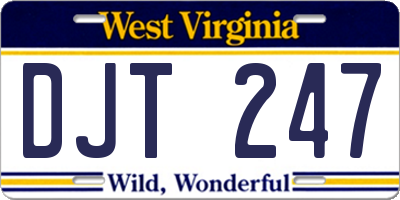 WV license plate DJT247
