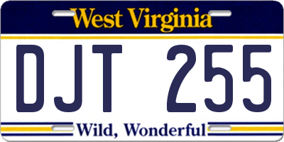 WV license plate DJT255
