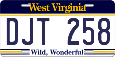 WV license plate DJT258
