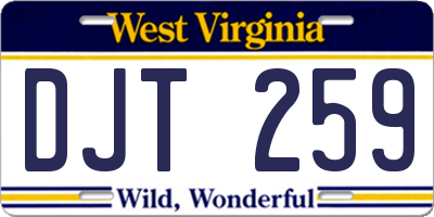 WV license plate DJT259
