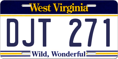 WV license plate DJT271
