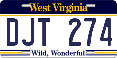 WV license plate DJT274