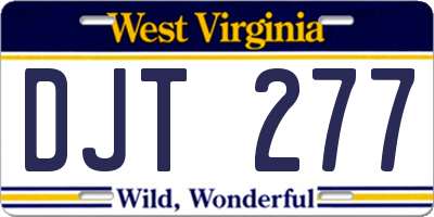 WV license plate DJT277