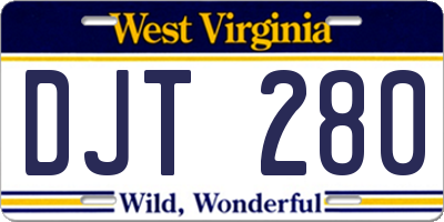 WV license plate DJT280