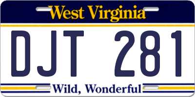 WV license plate DJT281