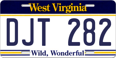WV license plate DJT282