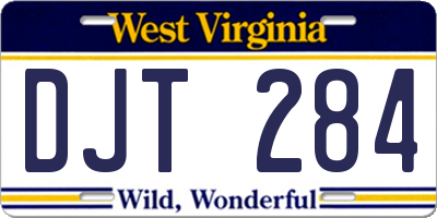 WV license plate DJT284