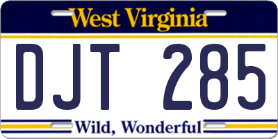 WV license plate DJT285