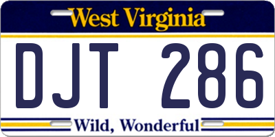 WV license plate DJT286