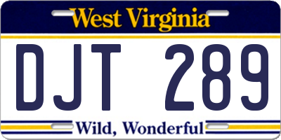 WV license plate DJT289