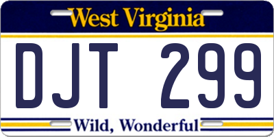 WV license plate DJT299