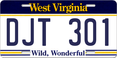 WV license plate DJT301