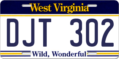 WV license plate DJT302