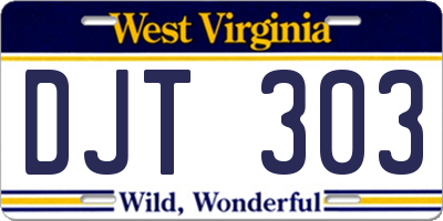 WV license plate DJT303
