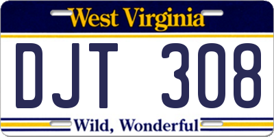 WV license plate DJT308