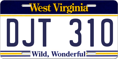WV license plate DJT310