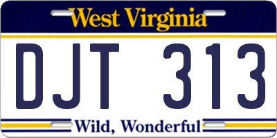 WV license plate DJT313